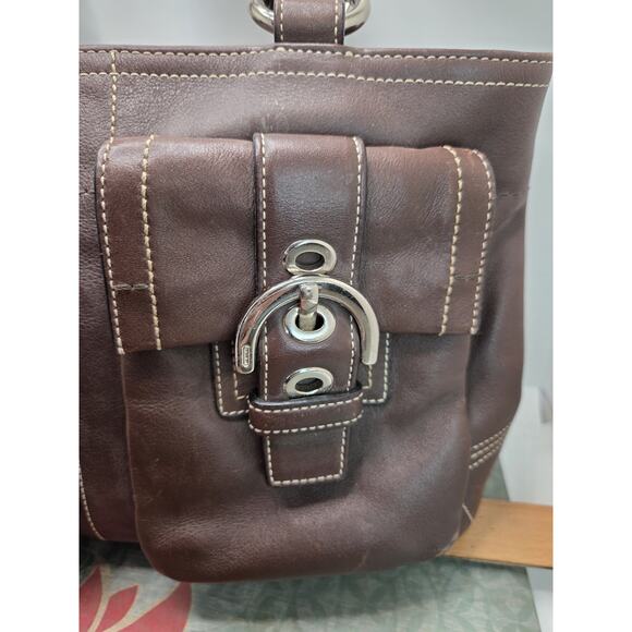 Vtg Coach Soho Luxury Satchel Purse Brown C0GZ-8A09 Double Handle Buckle Pockets - Picture 3 of 15